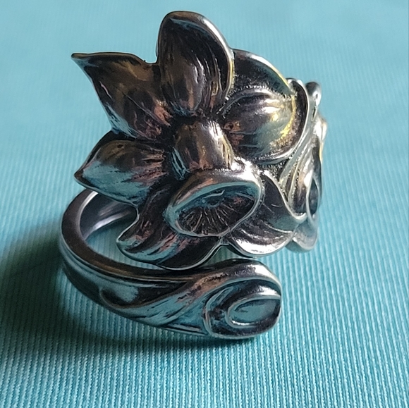 Antique Daffodil Sterling Silver Spoon Ring #11. Size 6.5 - Picture 2 of 12